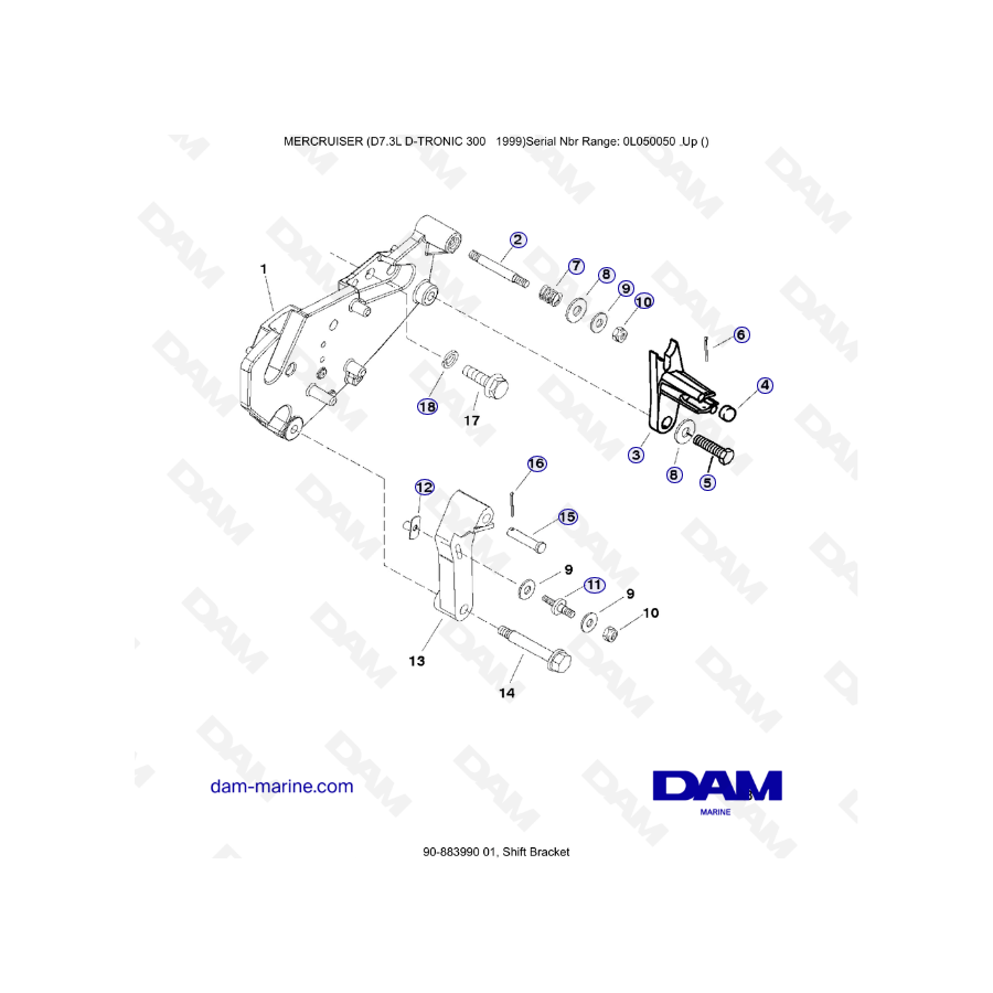 Mercruiser 7.3L D-TRONIC - Soporte de cambio