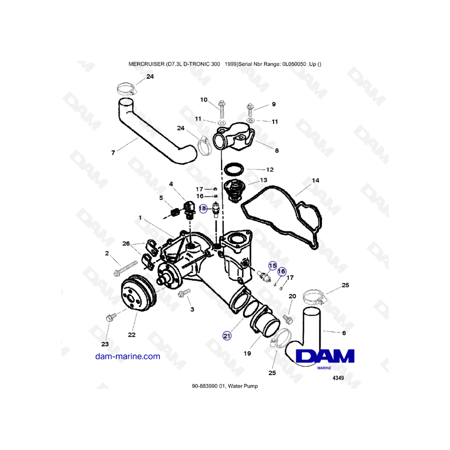 Mercruiser 7.3L D-TRONIC - Bomba de agua