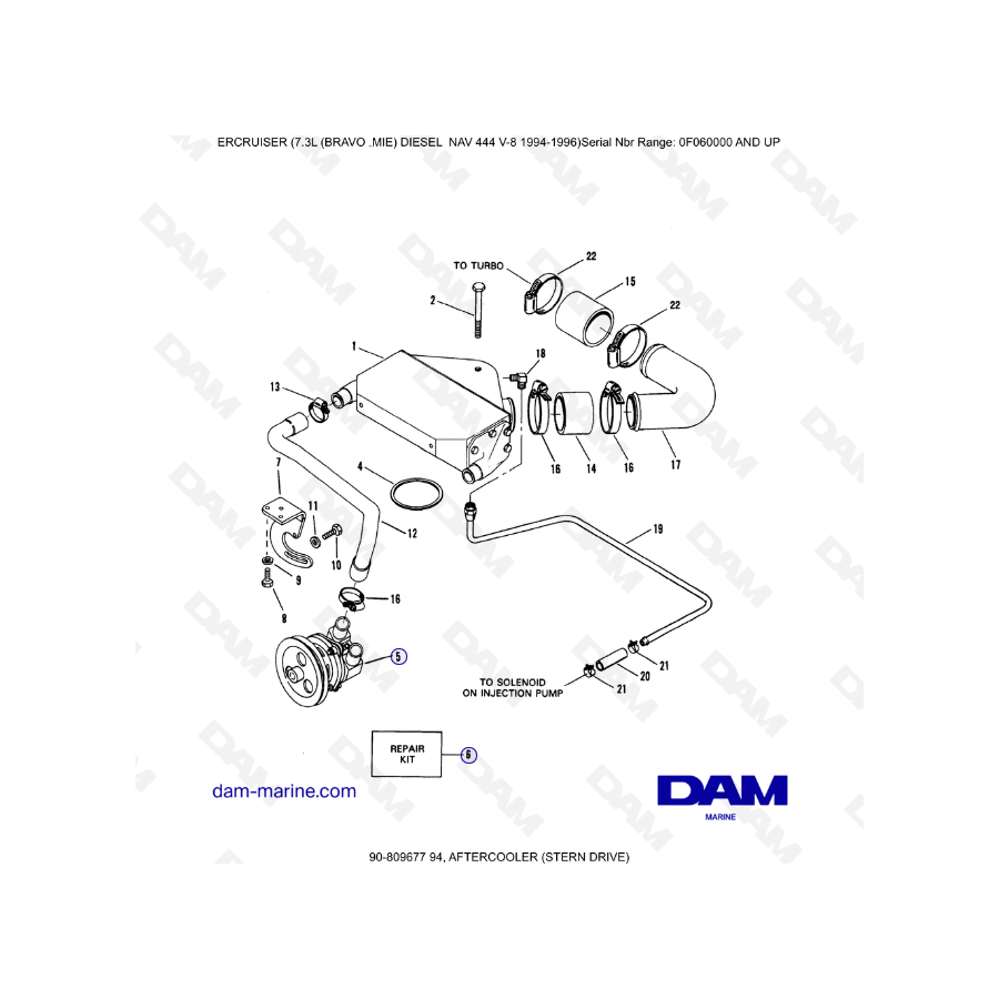 Mercruiser 7.3L NAV 444 - Aftercooler