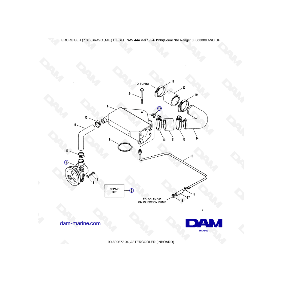 Mercruiser 7.3L NAV 444 - Aftercooler (inboard)