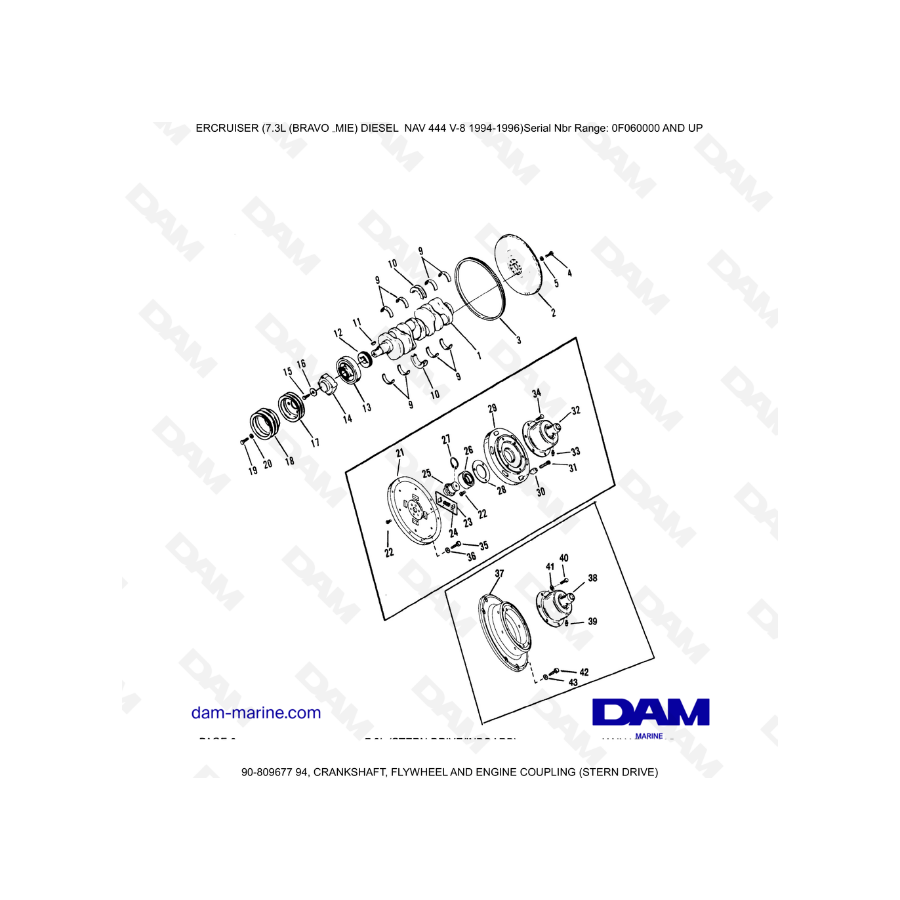 Mercruiser 7.3L NAV 444 - Crankshaft, flywheel