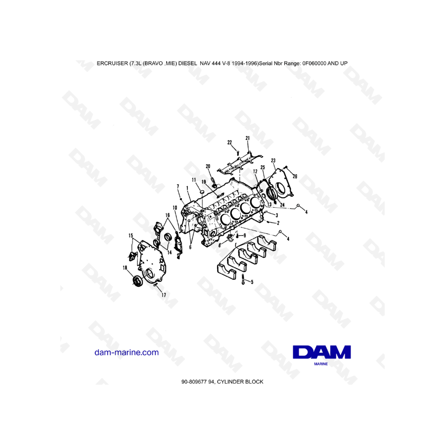 Mercruiser 7.3L NAV 444 - Bloque de cilindros