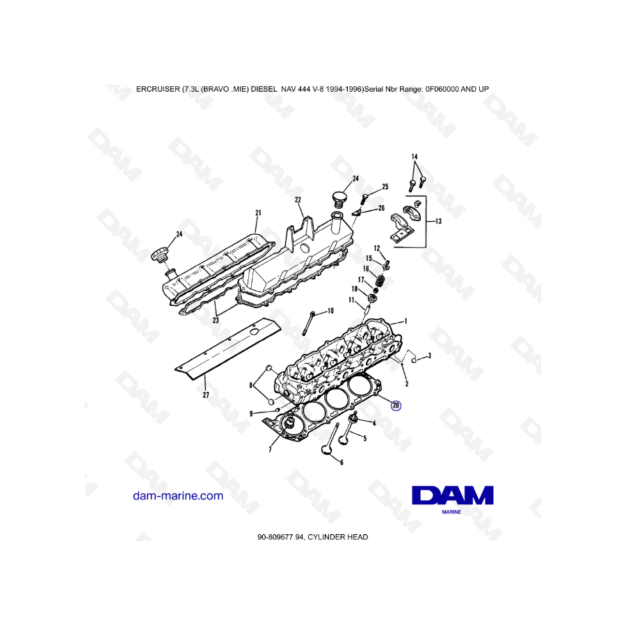 Mercruiser 7.3L NAV 444 - Cylinder head