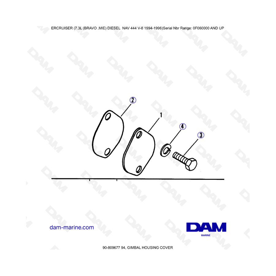 Mercruiser 7.3L NAV 444 - Cubierta de la carcasa del cardán