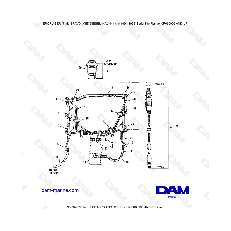 Mercruiser 7.3L NAV 444 - Injectors & hoses