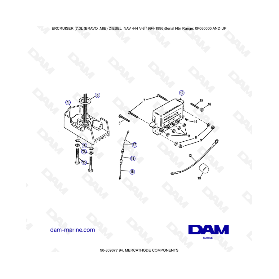 Mercruiser 7.3L NAV 444 - Componentes Mercathode