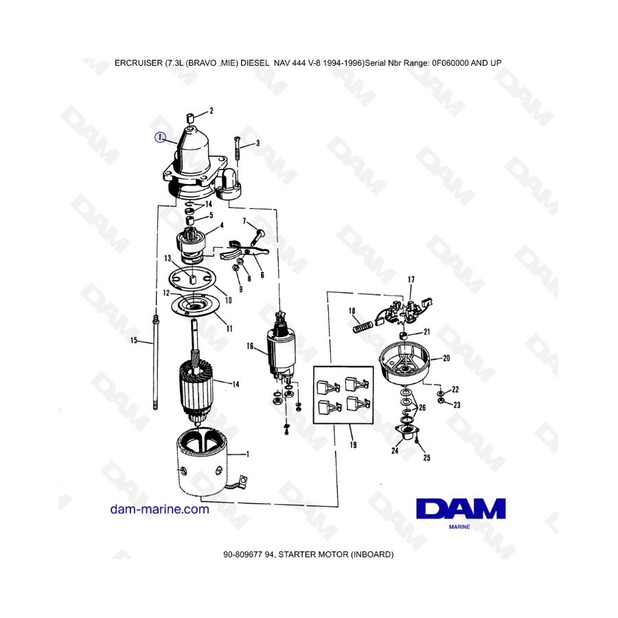 Mercruiser 7.3L NAV 444 - Motor de arranque (intraborda)