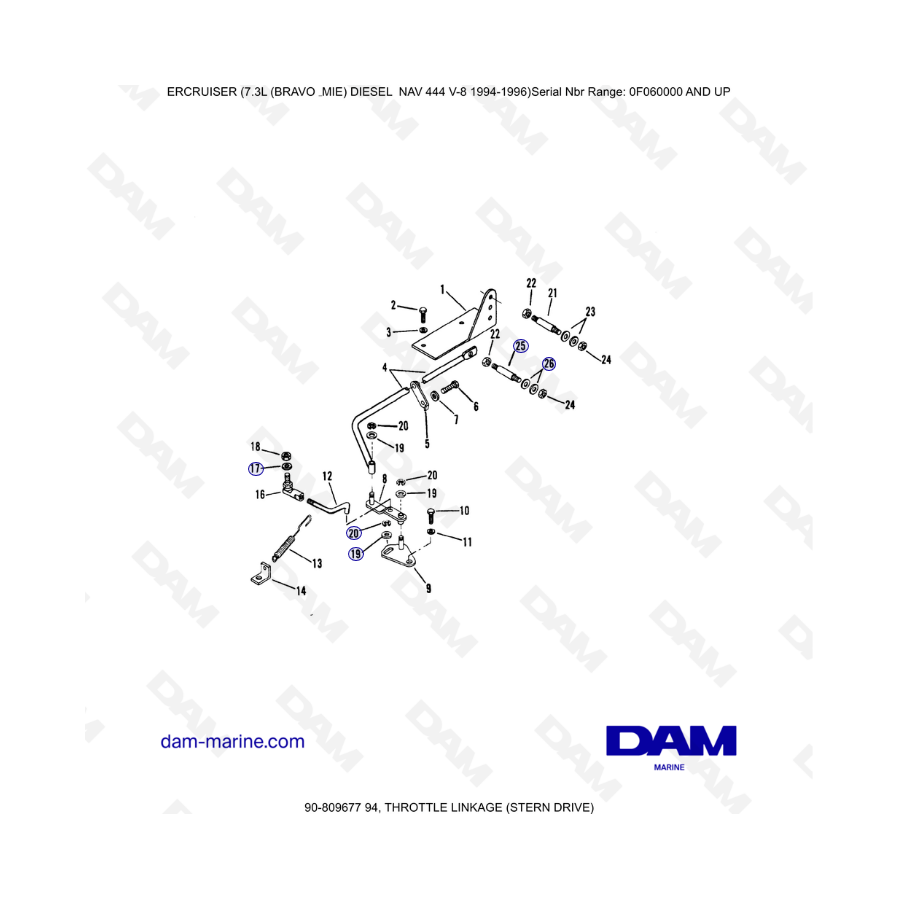 Mercruiser 7.3L NAV 444 - Throttle linkage (sterndrive)