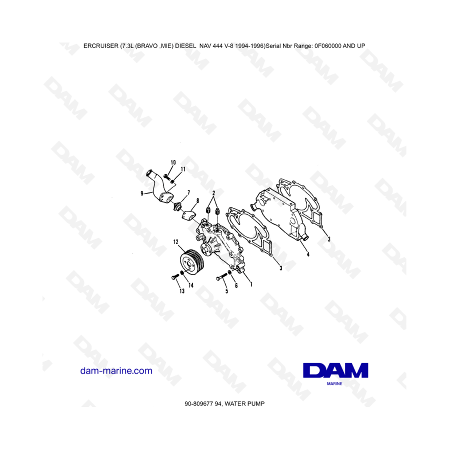 Mercruiser 7.3L NAV 444 - Bomba de agua