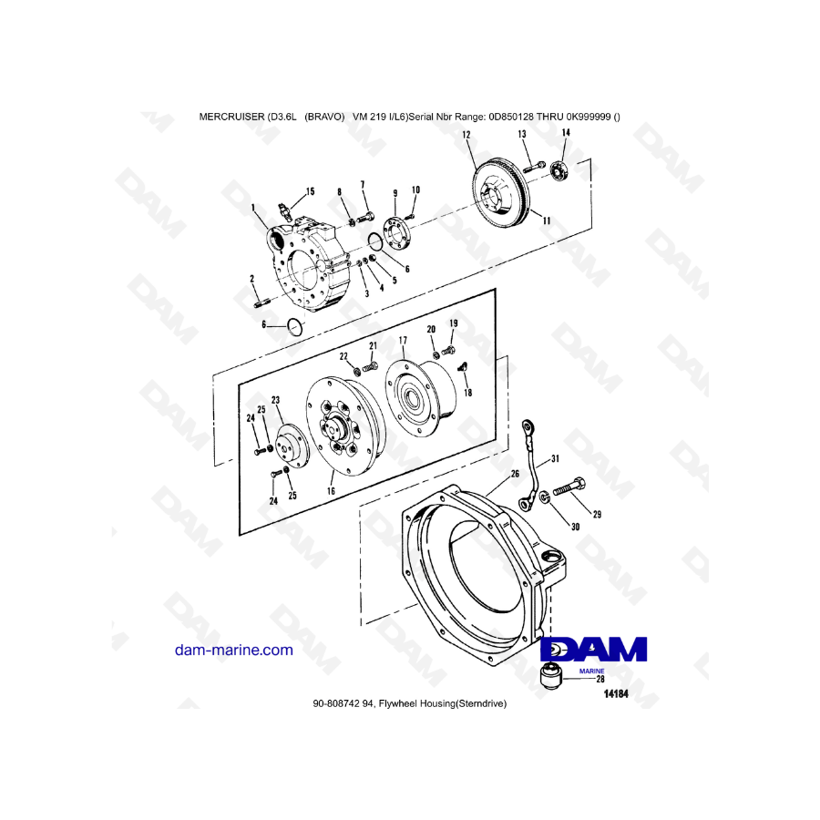 Mercruiser D3.6L (BRAVO) - Flywheel housing (sterndrive)