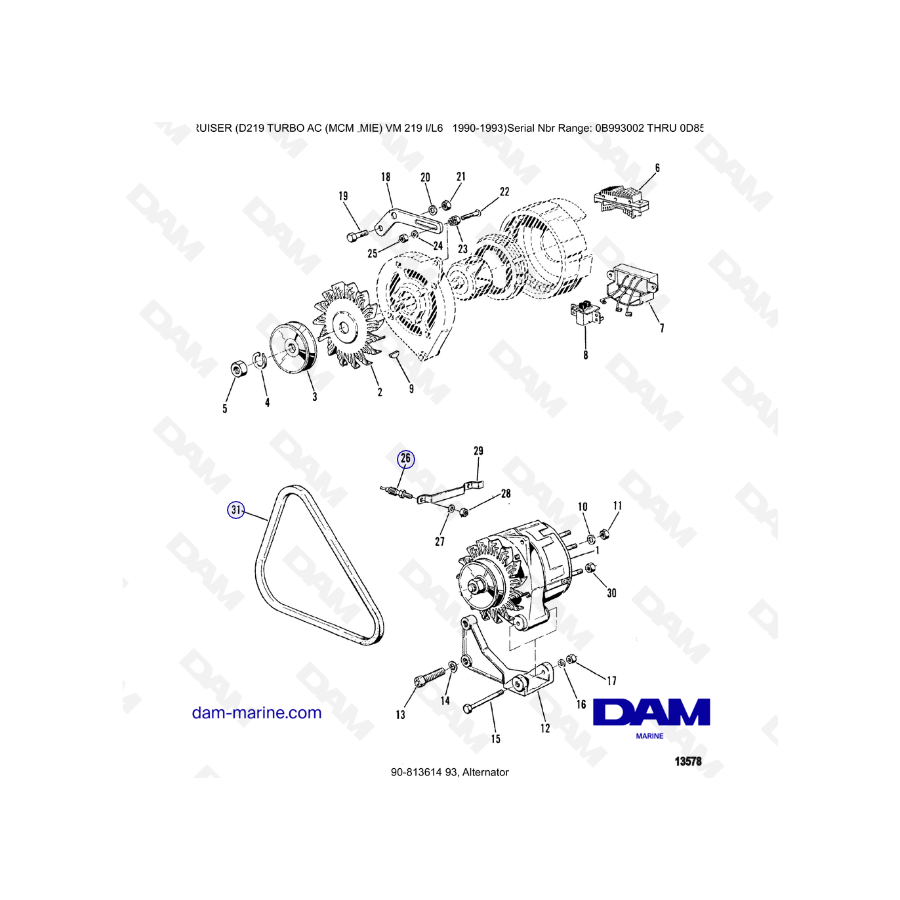 Mercruiser D219 TURBO AC - Alternador