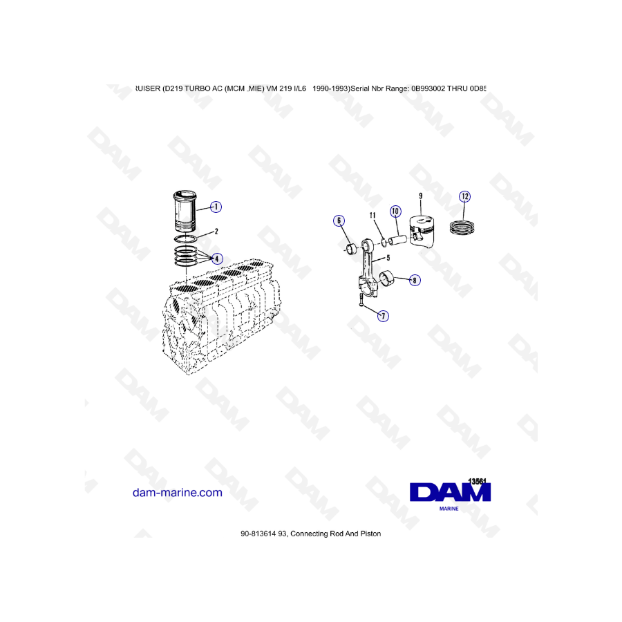 Mercruiser D219 TURBO AC - Connecting rod and piston 