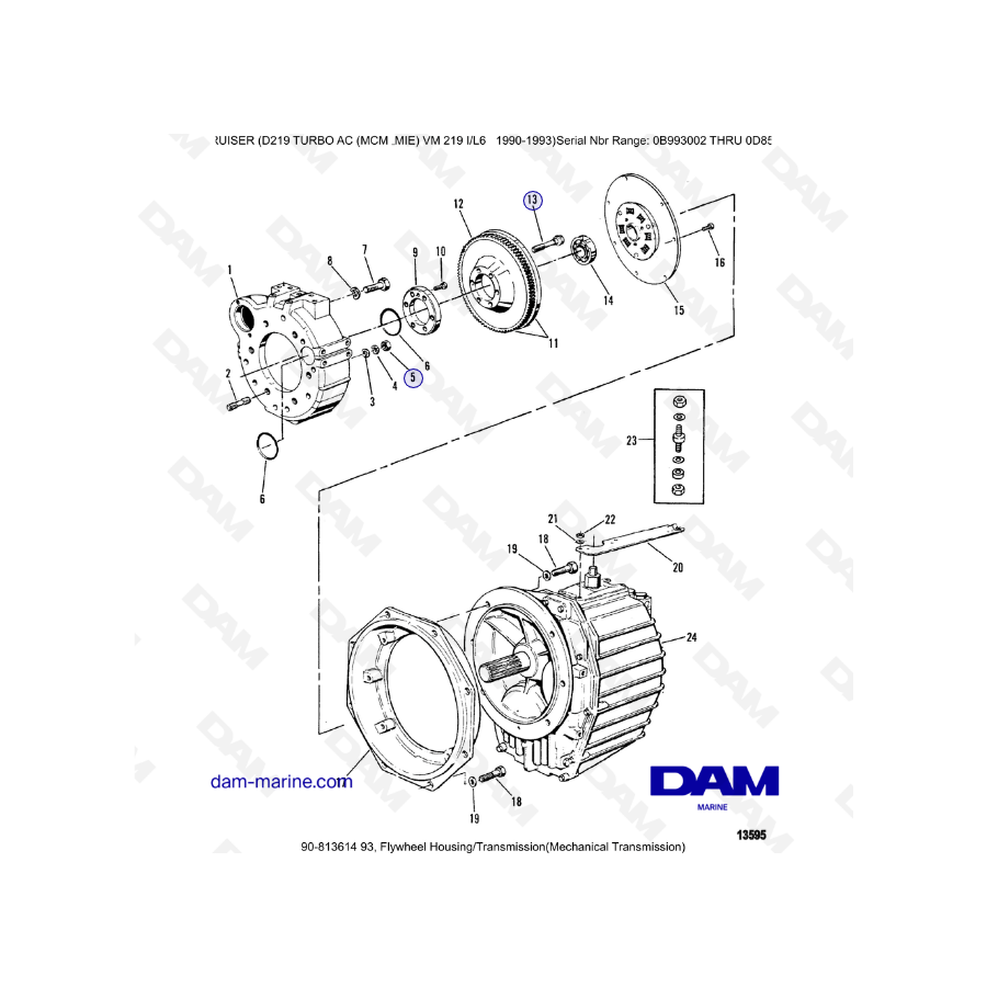 Mercruiser D219 TURBO AC - Flywheel housing / Transmission (méca)