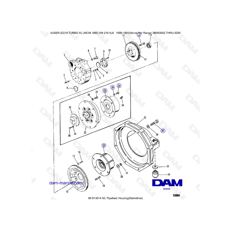 Mercruiser D219 TURBO AC - Flywheel housing (sterndrive)