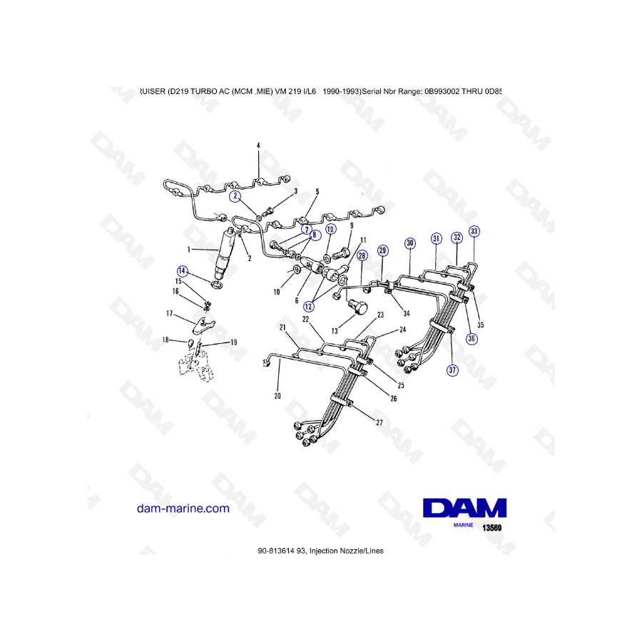 Mercruiser D219 TURBO AC - Injection nozzles / lines