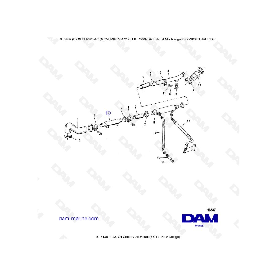 Mercruiser D219 TURBO AC - Oil cooler & hoses