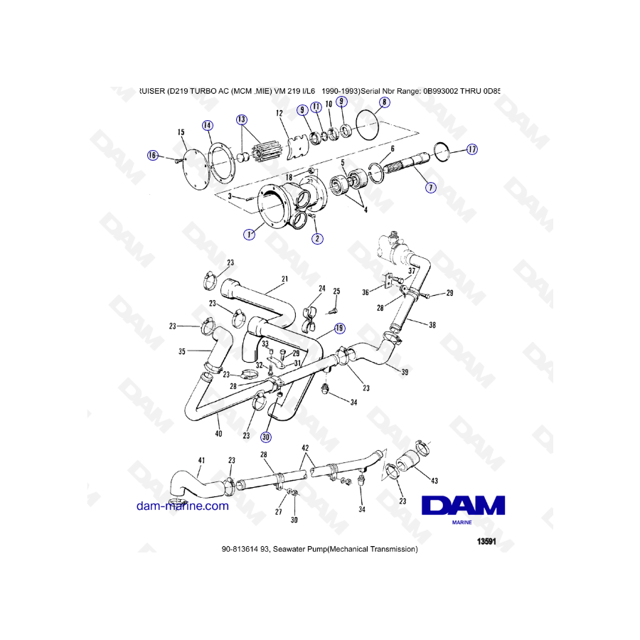 Mercruiser D219 TURBO AC - Seawater pump (mechanical)