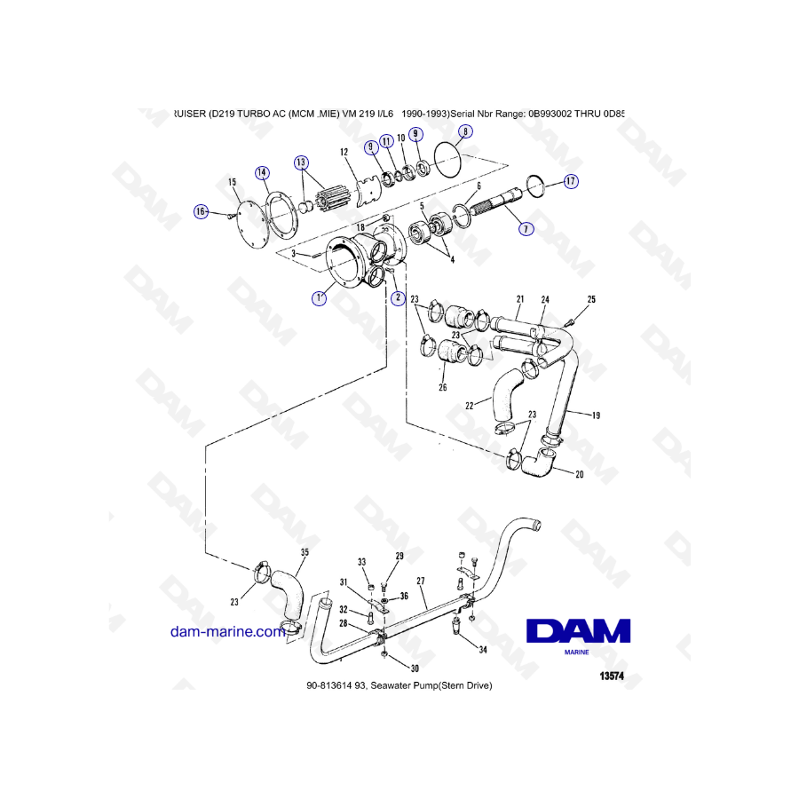 Mercruiser D219 TURBO AC - Seawater pump (sterndrive)