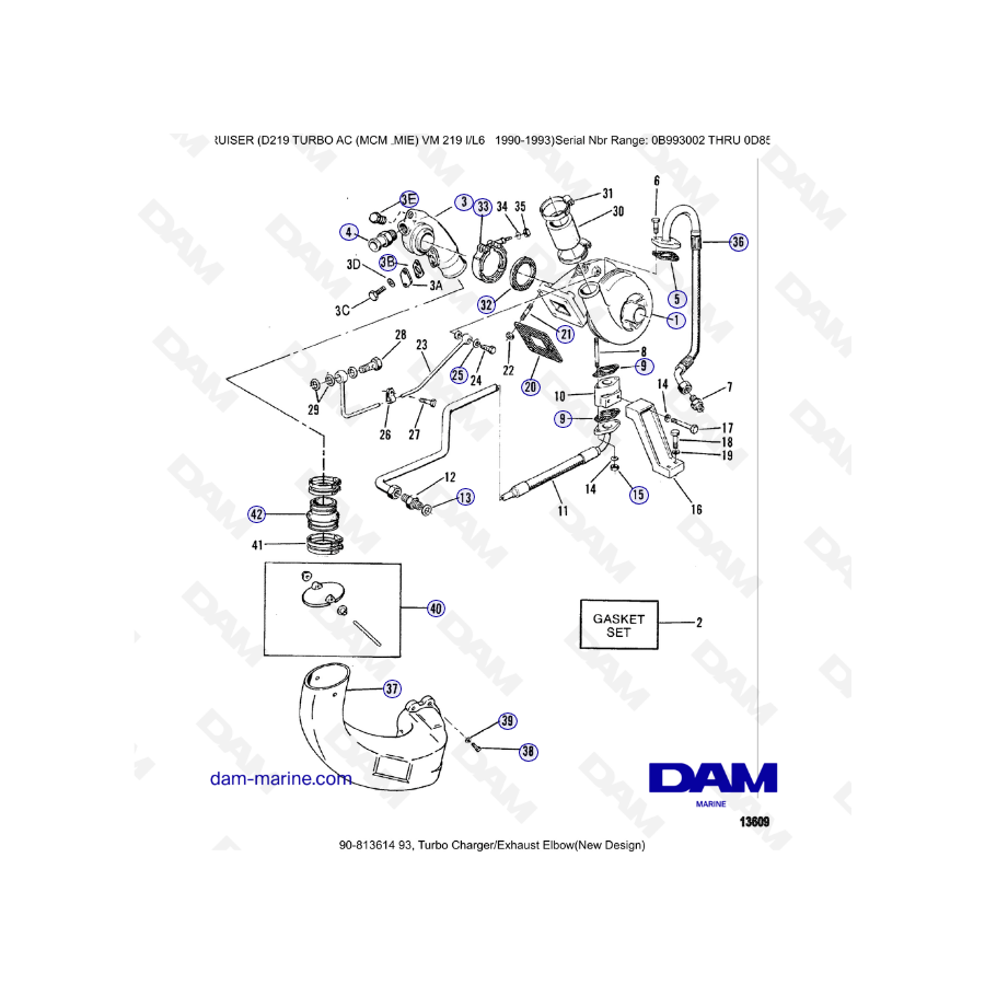 Mercruiser D219 TURBO AC - Turbocompresor / Codo de escape