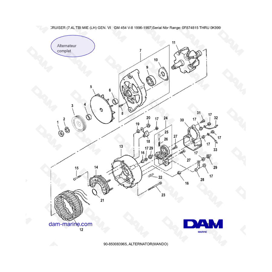 MERCRUISER 7.4L EFI TBI - Alternator