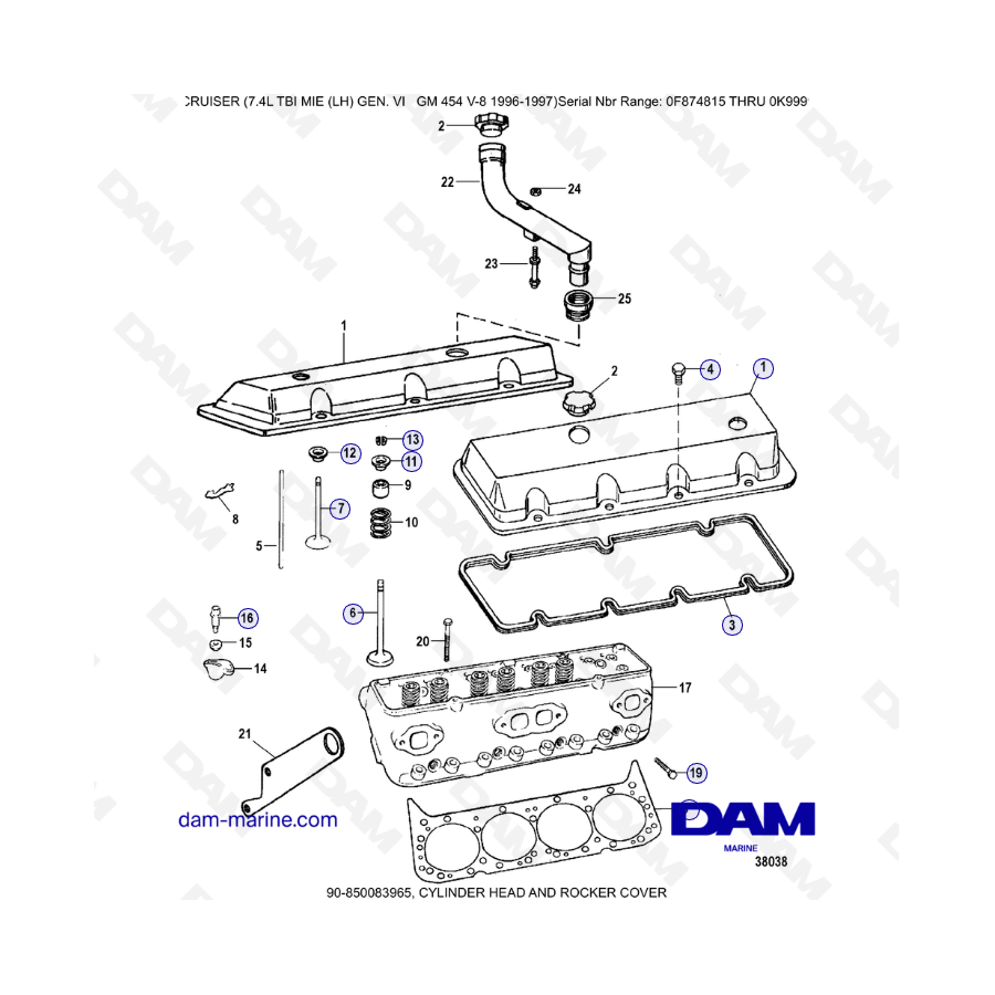 MERCRUISER 7.4L EFI TBI - Culata y tapa de balancines