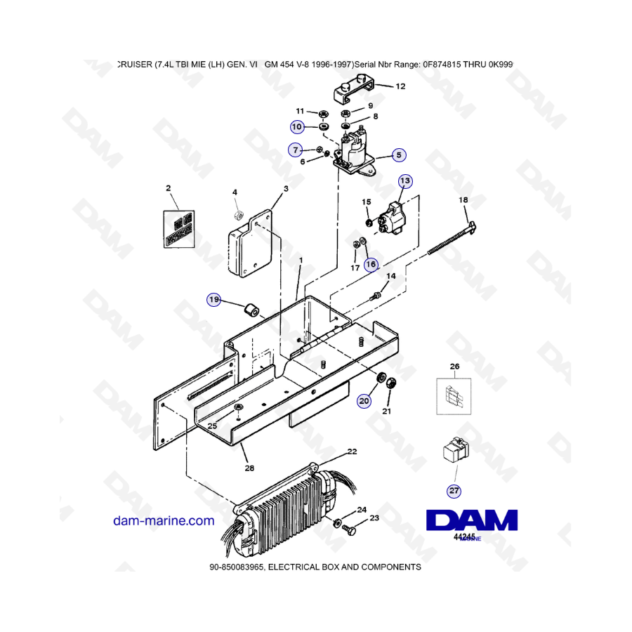 MERCRUISER 7.4L EFI TBI - Cuadro eléctrico y componentes