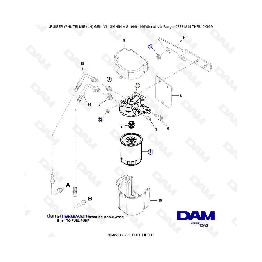 MERCRUISER 7.4L EFI TBI - Filtro de combustible