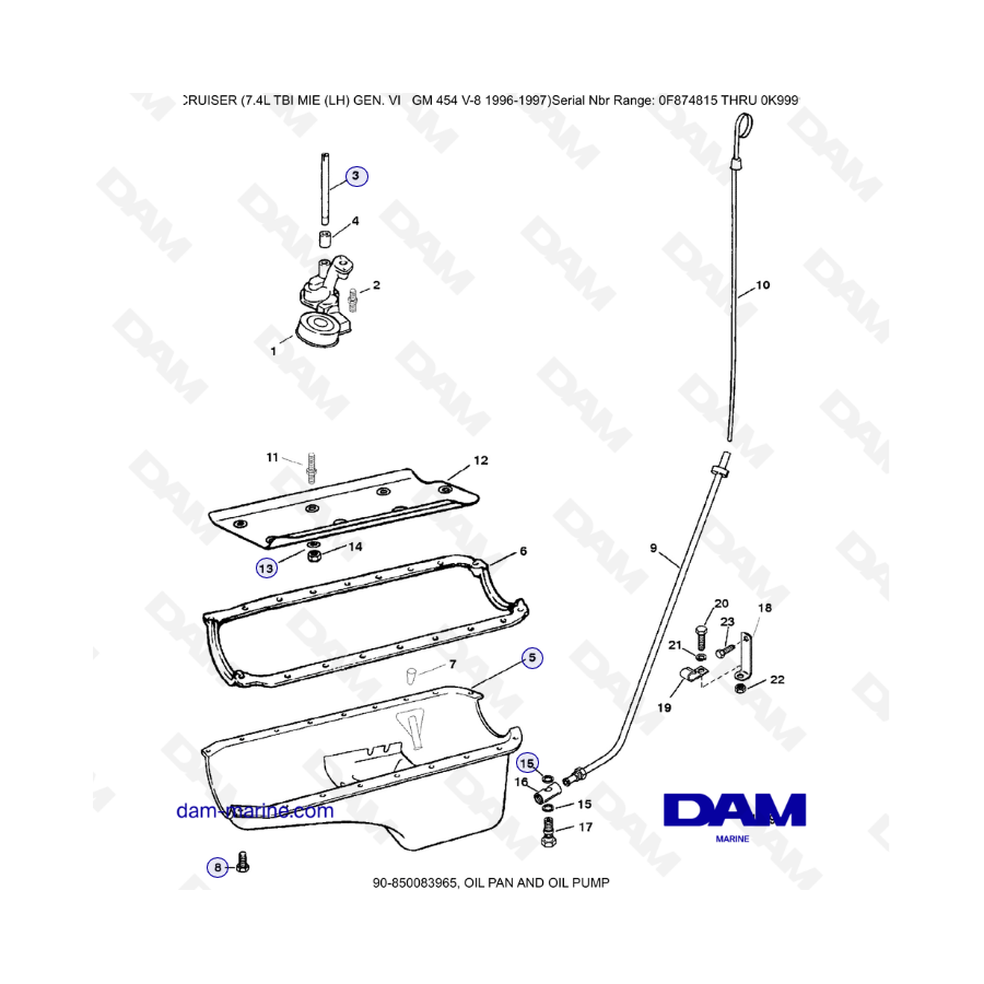 MERCRUISER 7.4L EFI TBI - Cárter de aceite y bomba de aceite