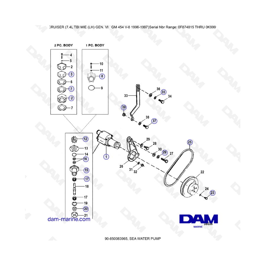 MERCRUISER 7.4L EFI TBI - Sea water pump