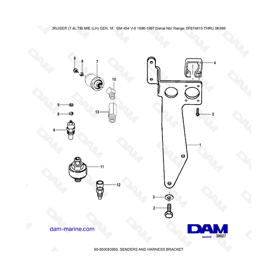 MERCRUISER 7.4L EFI TBI - Motor de arranque y alternador