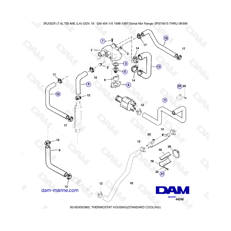 MERCRUISER 7.4L EFI TBI - Caja del termostato (refrigeración estándar)