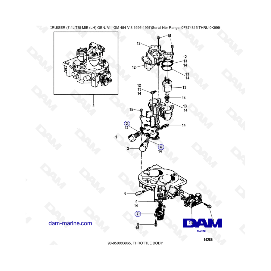 MERCRUISER 7.4L EFI TBI - Cuerpo de mariposa