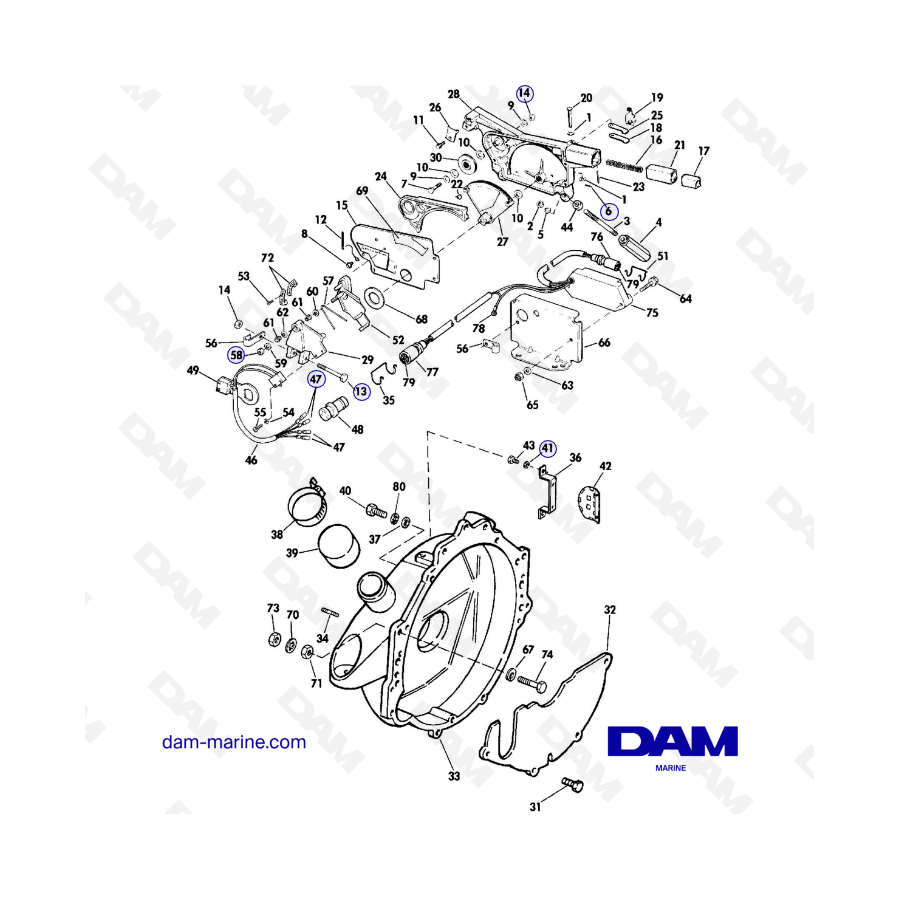 Embase OMC 400 - Adapter housing & shift assembly