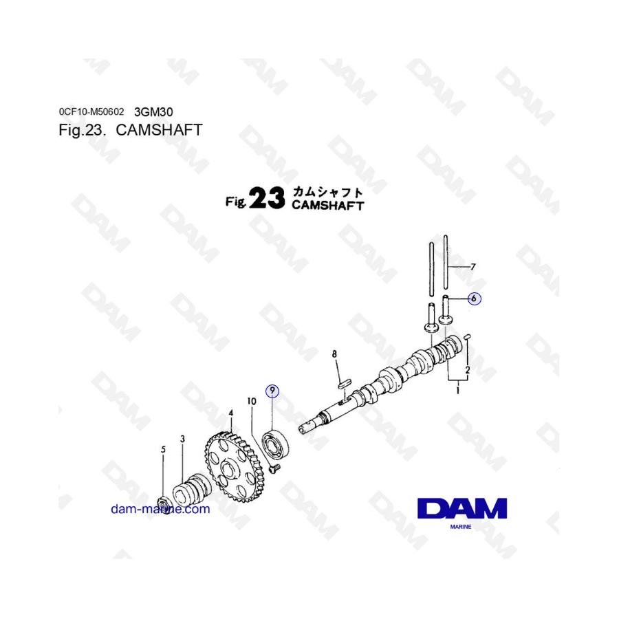 Yanmar 3GM30F - Árbol de levas