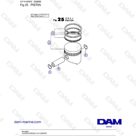 Yanmar 3GM30/3GM30F - Piston