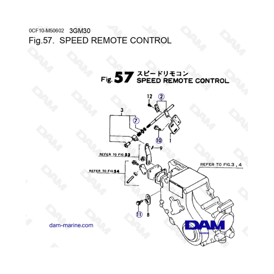 Yanmar 3GM30/3GM30F - Control remoto de velocidad