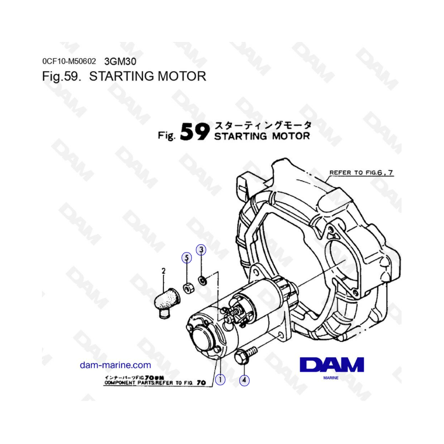 Yanmar 3GM30/3GM30F - Motor de arranque