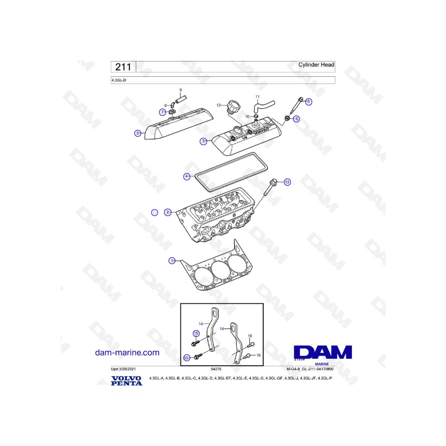 Volvo Penta 4.3L GL - Cylinder head