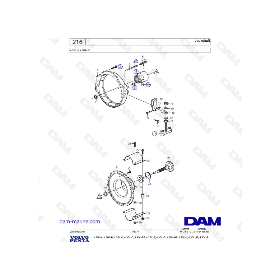 Volvo Penta 4.3L GL - Eje secundario