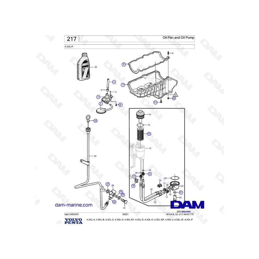 Volvo Penta 4.3L GL - Drenaje de aceite