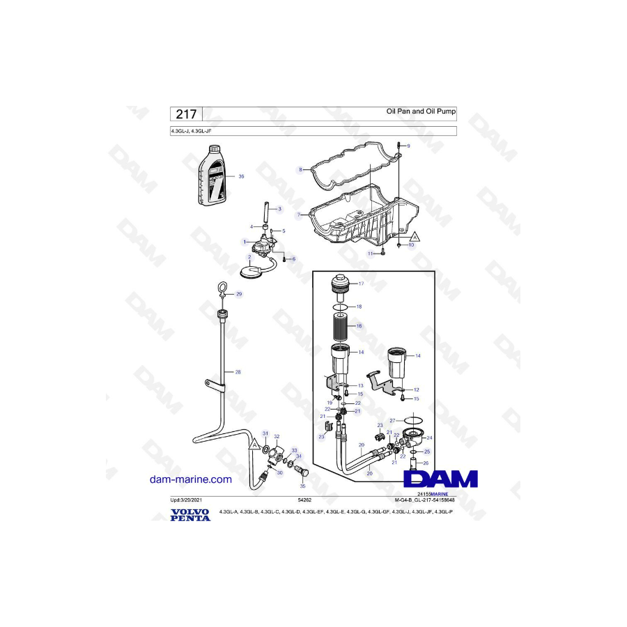 Volvo Penta 4.3L GL - Oil pan & Oil pump