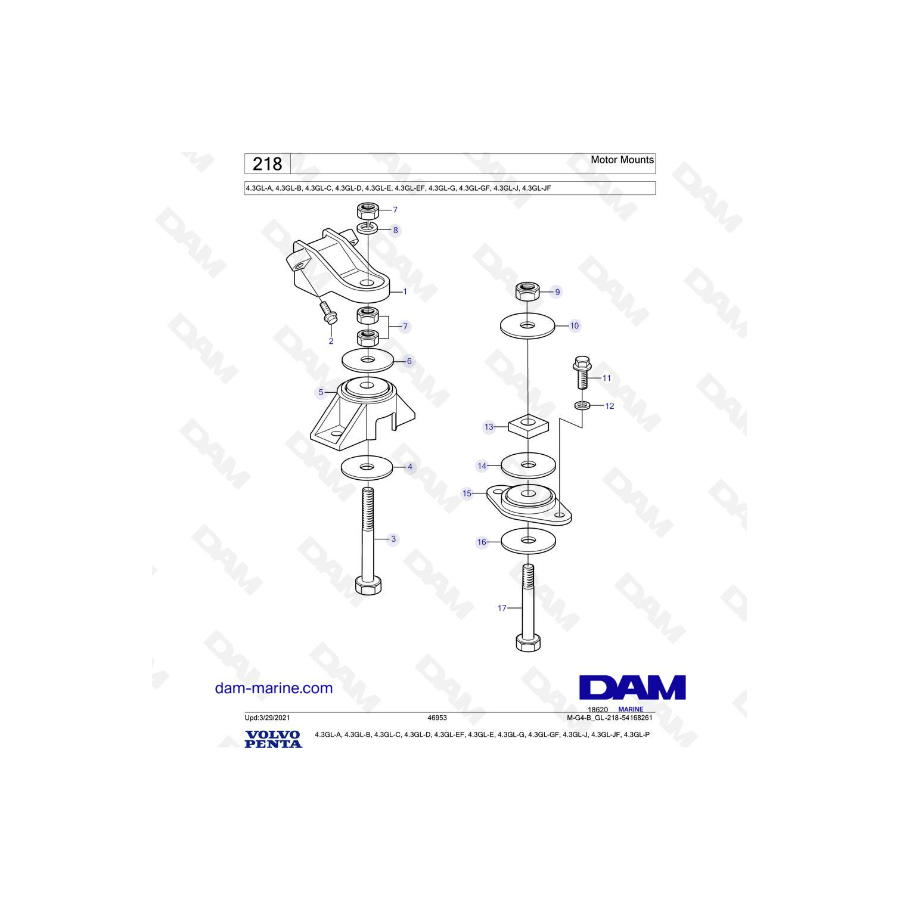 Volvo Penta 4.3L GL - Soportes de motor