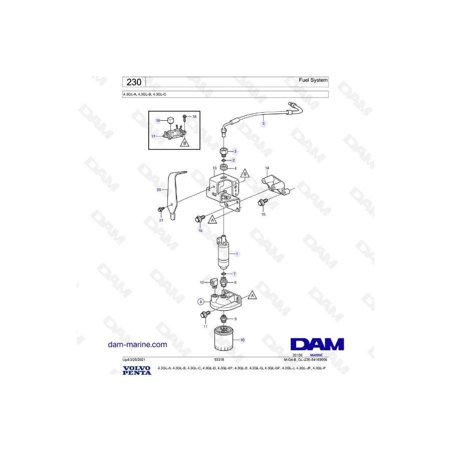 Volvo Penta 4.3L GL - Fuel system