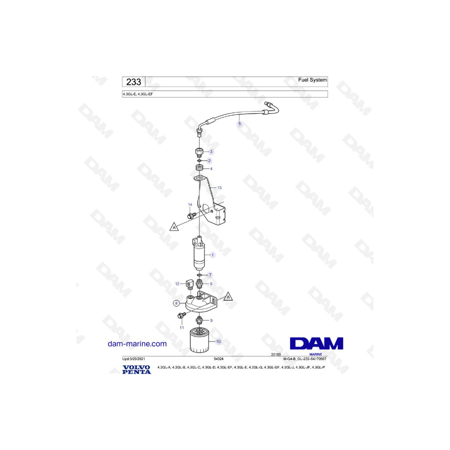 Volvo Penta 4.3L GL - Fuel system