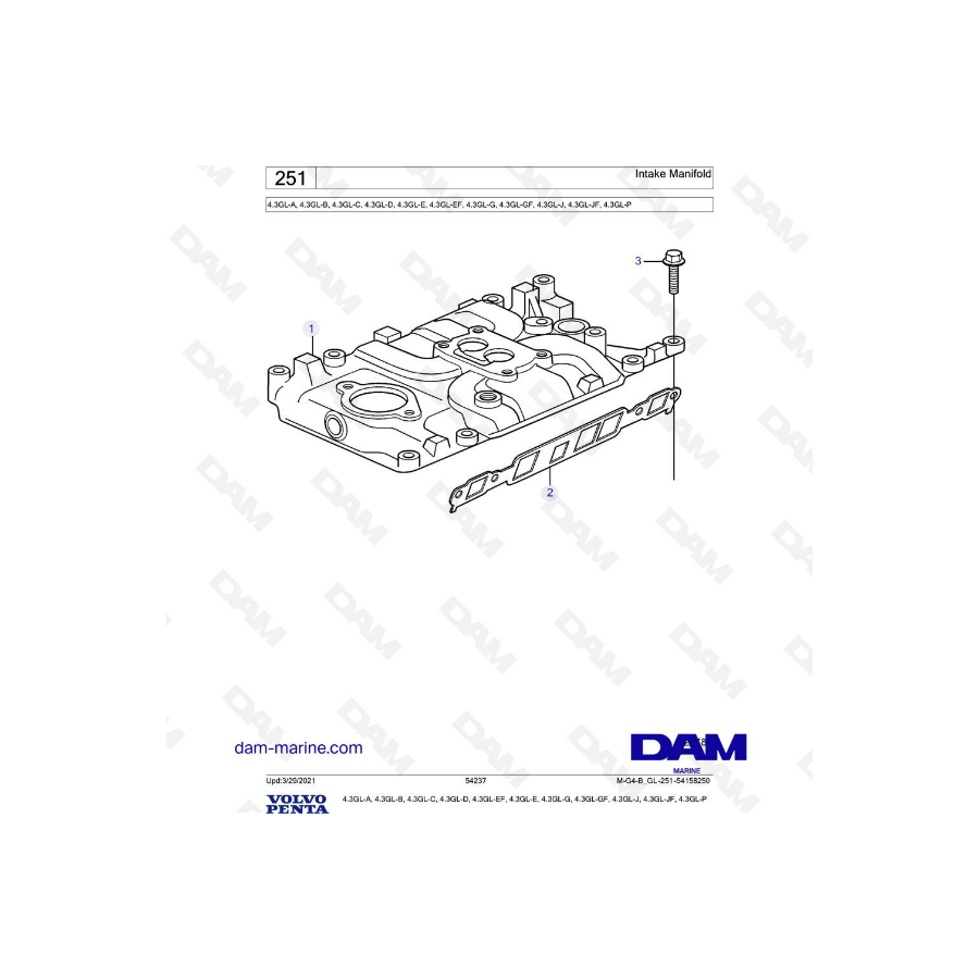 Volvo Penta 4.3L GL - Colector de admisión