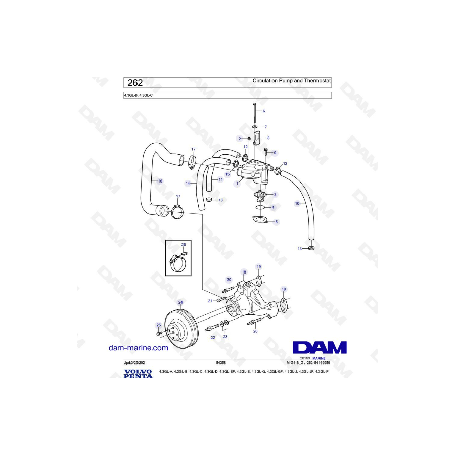 Volvo Penta 4.3L GL - Bomba de circulación