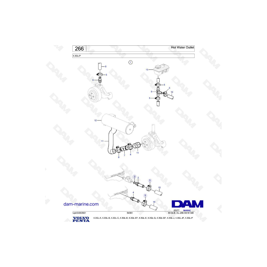 Volvo Penta 4.3L GL - Hot water outlet