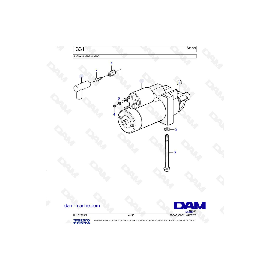 Volvo Penta 4.3L GL - Démarreur