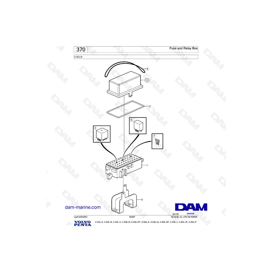 Volvo Penta 4.3L GL - Caja de fusibles y relés