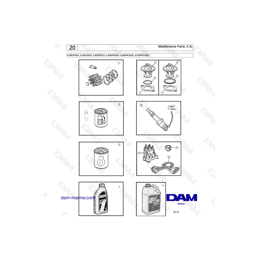 Volvo Penta 4.3L GL - Maintenance parts